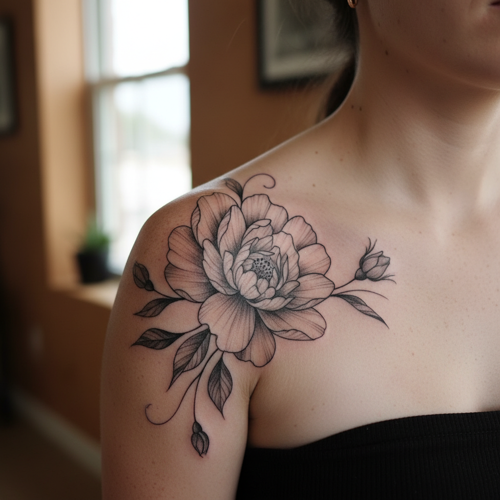 Botanical flower tattoo