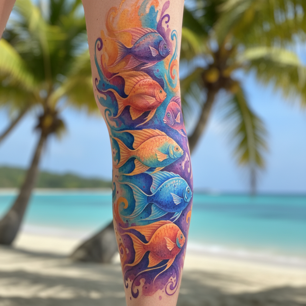 Color fish tattoo