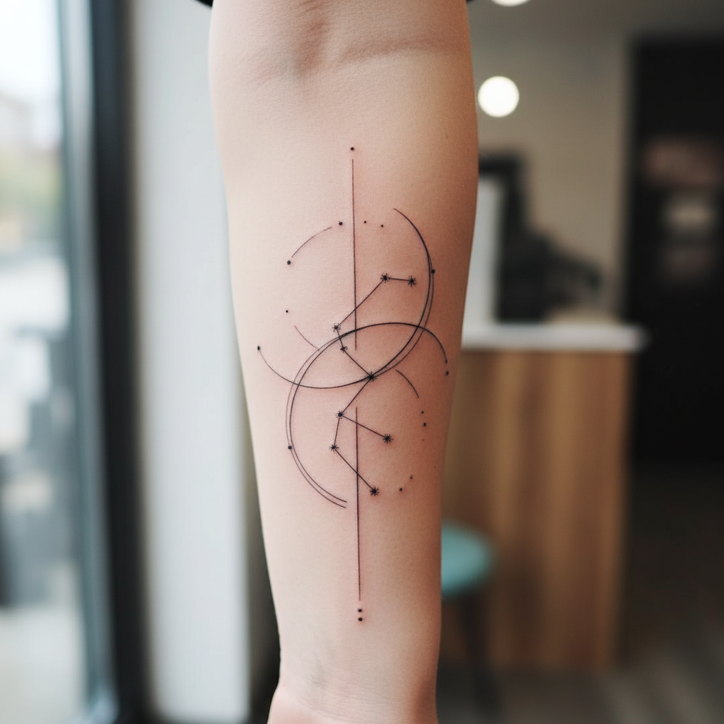 Fine line constellation tattoo